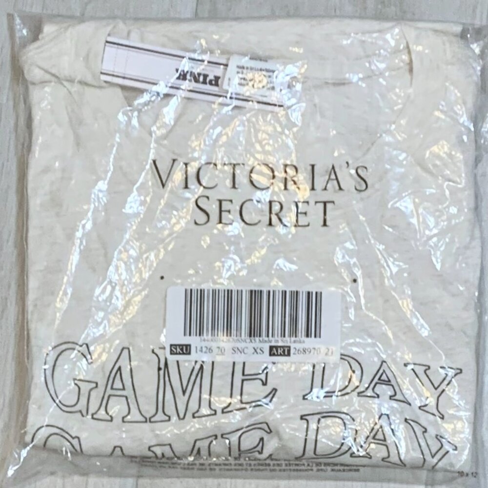 Victoria's Secret PINK Campus Cotton Tee Oversized Short-Sleeve T-Shirt FOOTBALL